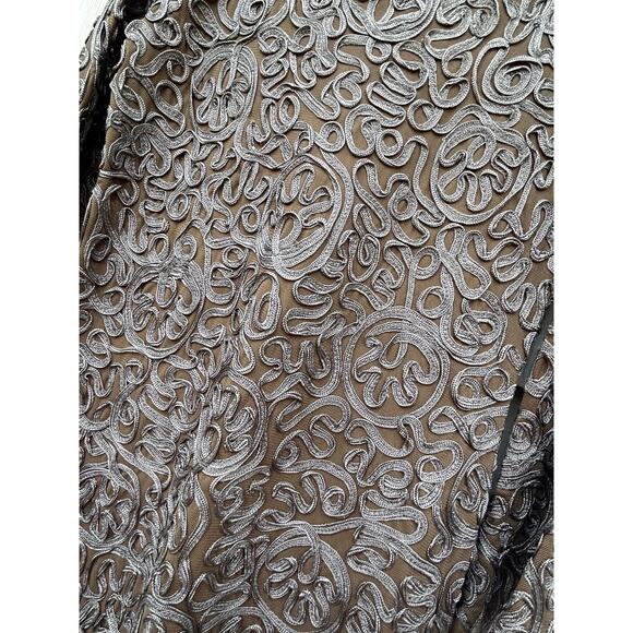Sundance Pure Elegance Applique Shift Dress Tan Gray w/ Slip Long Sleeve Size PS - Picture 4 of 9